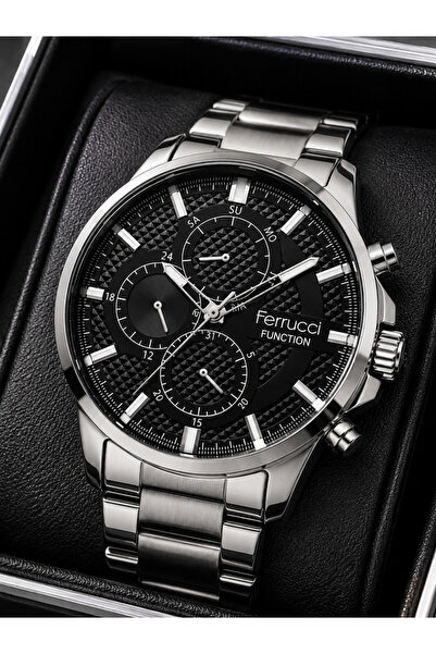 Ferrucci Men's Wristwatch Steel Band Silver Color Function Calendar Gift Boxed