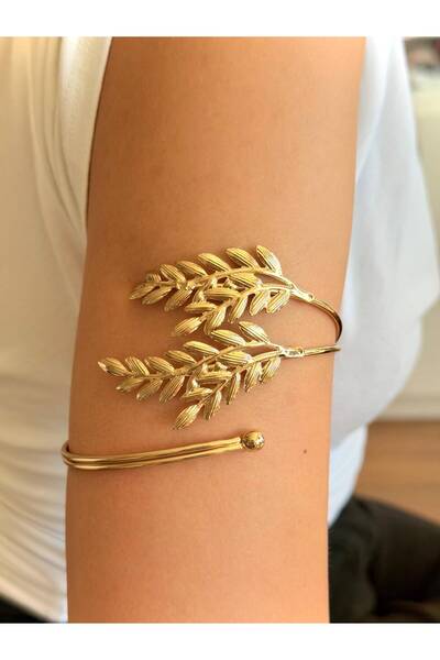 ANKA JEWELLRY KADIN ÇELİK ALTIN RENK YAPRAK DETAYLI ÜST KOL BİLEKLİĞİ