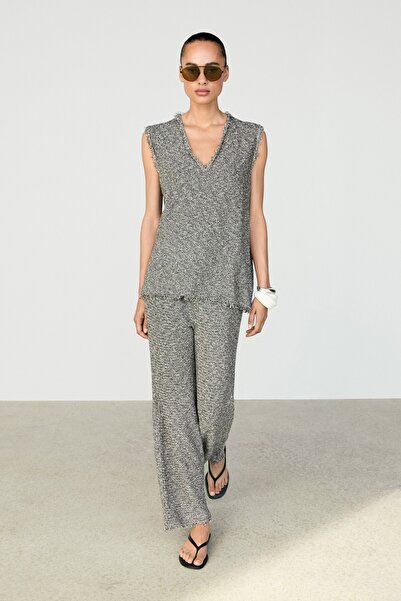 Massimo Dutti Nep dokulu v yaka total look üst