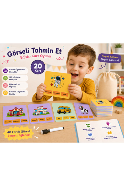 lnly English Educational Cards – Visual Guessing Game |   20 Cards 40 Images ...