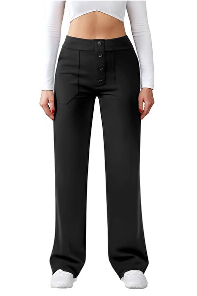 OEM Friptspyg Women's High Waist Wide Leg Casual Work Pants with Pockets – Bl...