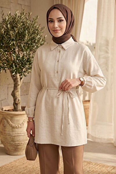 TOFİSA Kuşaklı Düğmeli Tunik - 1301-TAS