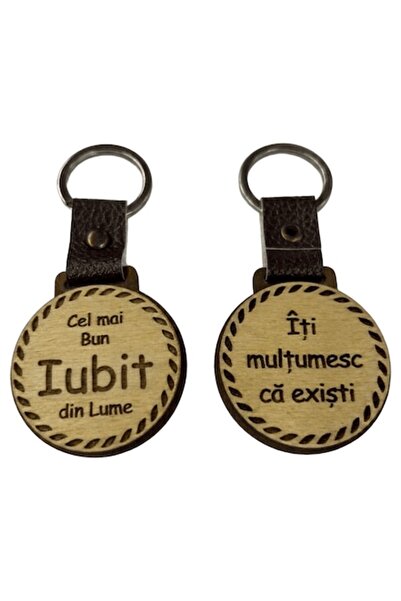 LimArt Breloc personalizat din lemn MDF și piele, Model  "Cel mai bun iubit "...