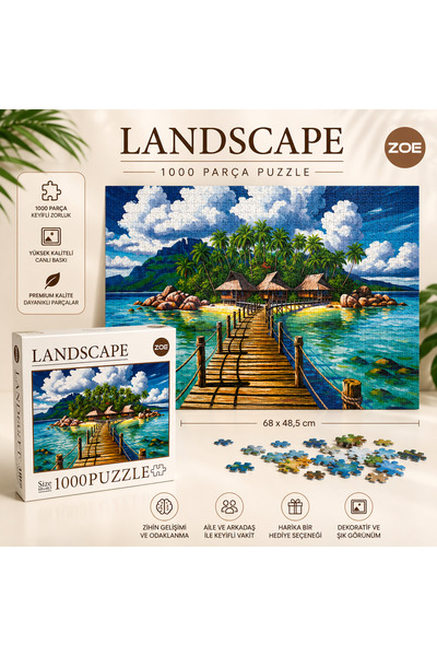 Zoe Landscape 1000 Parça Tropik Ada Manzara Puzzle – 68x48,5 cm 🧩