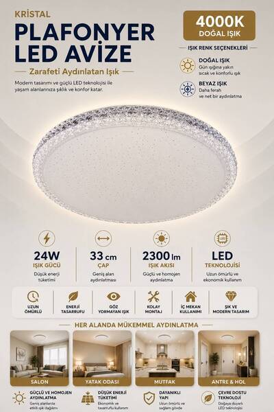 LEDAY 24 WATT 33CM LED PLAFONYER AVİZE