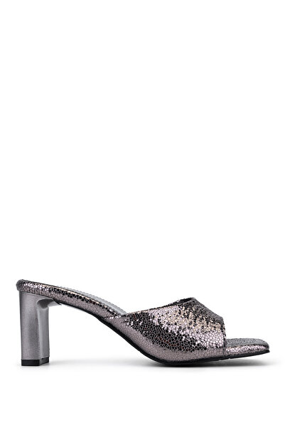 Tamer Tanca Women's Faux Leather Gray Heeled Slippers