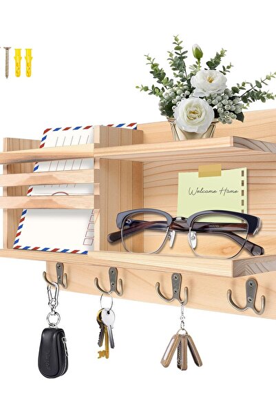 OEM Cuier din lemn pentru chei cu raft, organizator de perete 40x9x24 cm maro