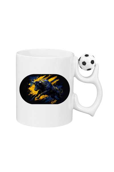 CERCİBAZAAR (Yellow-Navy Blue) Bull Themed Special Design Graphic Printed Mug...