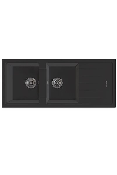 RealStone Esila P021 Damlalıklı Granit Evye 1160x500 mm Çift Göz Mutfak Evyes...