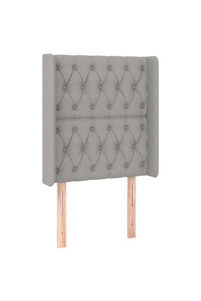 vidaxl Tăblie de pat cu aripioare gri deschis 83x16x118/128 cm textil