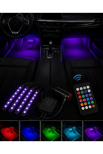 ARMÜZ Set de benzi LED RGB pentru interiorul mașinii, iluminare ambientală co...