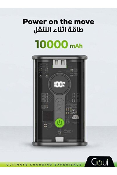 GOUİ بنك طاقة نانو شفاف بسعة 10,000 مللي أمبير - شحن سريع ومحمول، يدعم أجهزة ...