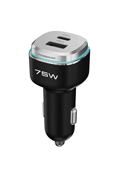Powerology 75W Dual-Port High-Power Car Charger Black / Silver