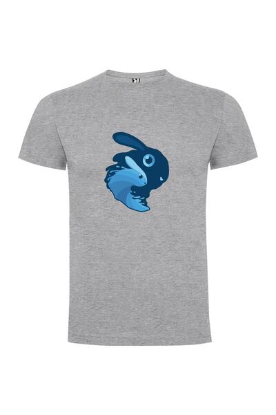 iLovePrints Blue Bunny Mascot Illustration Tshirt