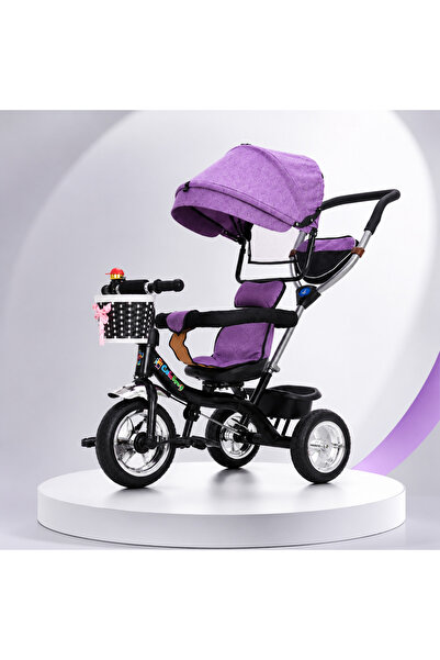 Bebelul Tricicleta pentru copii, cu maner parental, pedale si copertina regla...