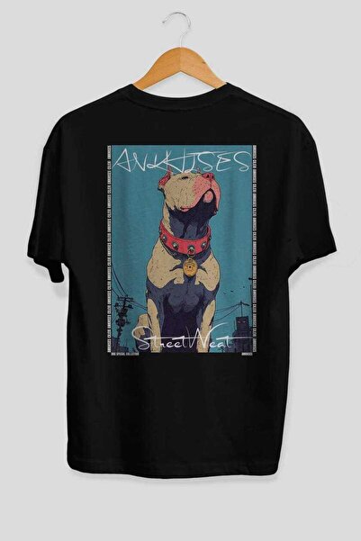 Ankhises For the Love of Dogs 40 Back Dogs Printed Black Oversize T-Shirt 100...