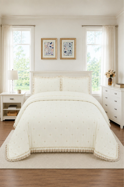 Çeyiz Diyarı Nove Fly Fiber Filled Double 240X260 cm Bedspread Cream