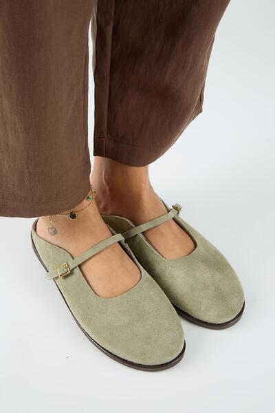 Manijero Felicia Women's Genuine Leather Flat Elegant Buckle Water Green Slip...