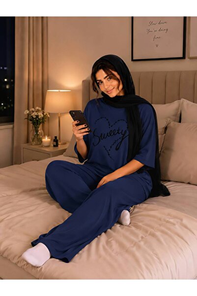 1way Comfortable and Stylish Home Pajamas, Striped T-Shirt and Wide-Leg Pants...