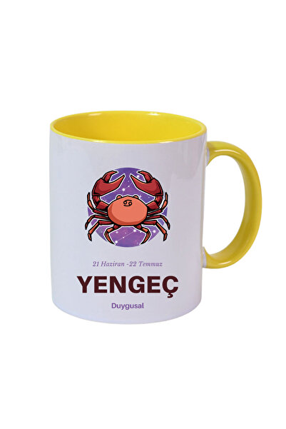 CERCİBAZAAR Crab Sign Themed Special Design Porcelain Mug – 300 ml Stylish Mu...