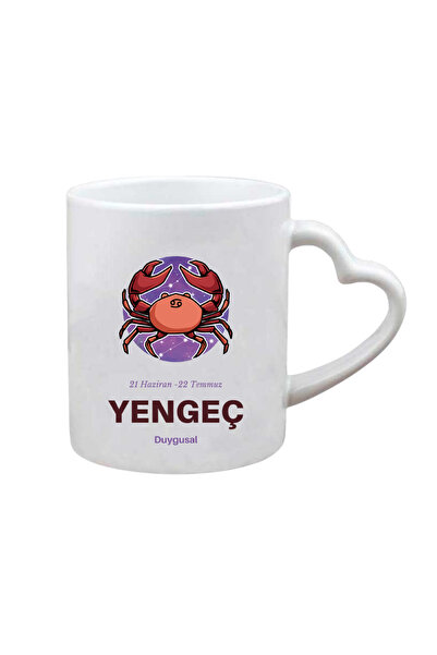 CERCİBAZAAR Crab Sign Themed Special Design Porcelain Mug – 300 ml Stylish Mu...