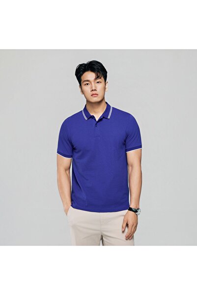 Giordano Men’s Slim Pique Solid Polo with Flat Knit Collar