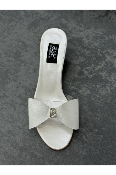STYLE G&C COLLECTION Fiyonklu Gelin Terliği Çeyiz Terliği Ekru