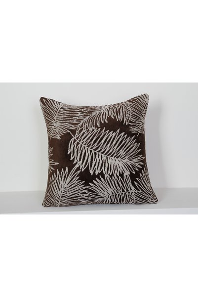 NisanurTerzi Brown Leaf Pattern Decorative Throw Pillow Cover Tropical Modern...