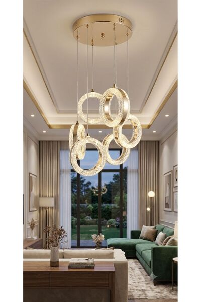 ZM AYDINLATMA 6'LI KRİSTAL LEDLİ MODERN AVİZE