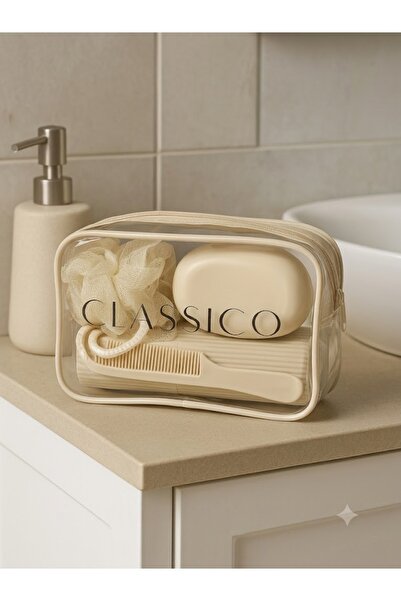 New Life CLASSICO 5 Parça Taşınabilir Banyo Seyahat Seti – Sabunluk, Fırça Ka...