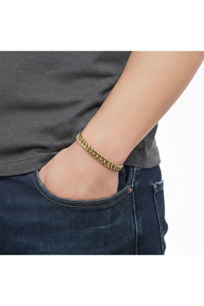 Parmas Design سوار هدية للرجال من الفولاذ المقاوم للصدأ بسلسلة مسطحة 6 مم 01851