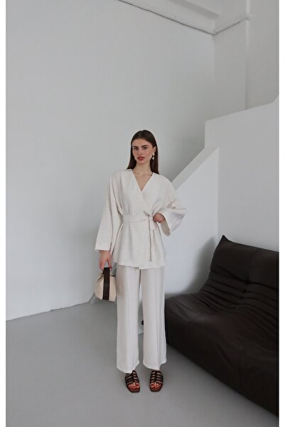 My Blog Natural Tied Kimono Set - 8685