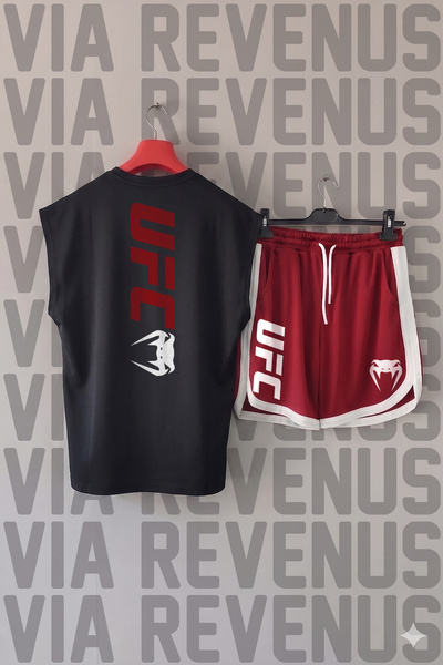 Vordevia Σετ αθλητικό μπλουζάκι UFC Back με τύπωμα με μηδενικό μανίκι και ειδ...