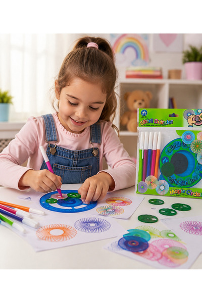 TOYSTAR Sihirli Daireler Şablonu Çizim Seti 5 Renk Tükenmez Kalemli Set