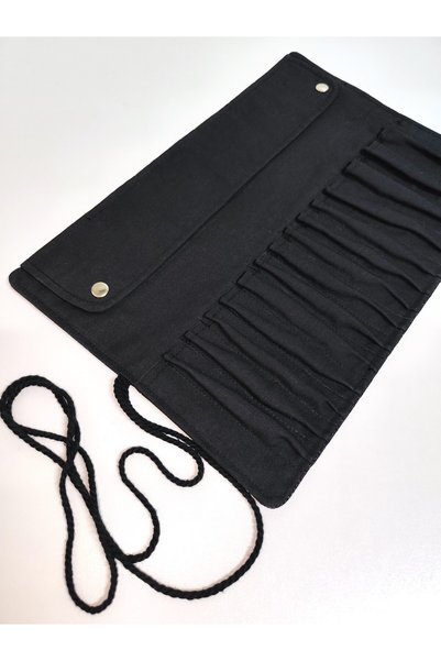 minart design Black Navy Blue Patchwork Denim Roll-Up Pen Holder