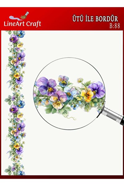 LİNEART Iron-On Border Rubon Transfer Printing Wood & Fabric Transfer No.:B88...