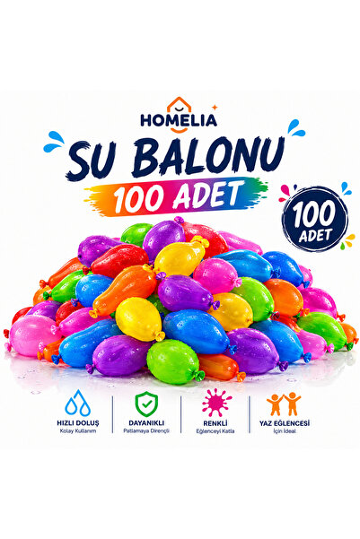 HOMELIA 100 Adet Renkli Su Balonu - Karışık Renkli Yaz Eğlencesi