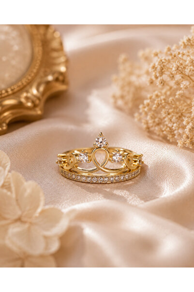 Sylvera Shop Queen Crown Stone Ring - Adjustable (Gold Color)