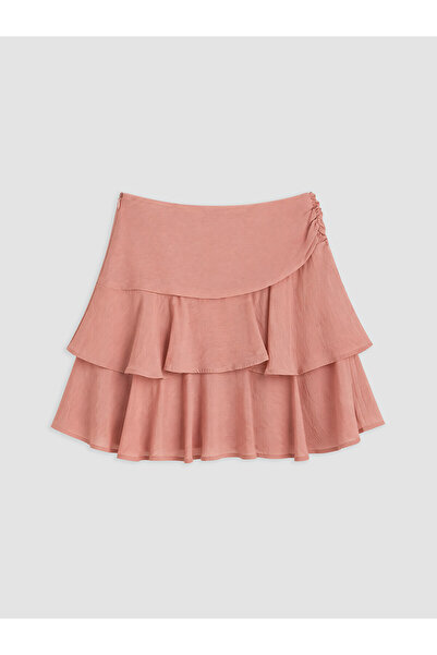 LC Waikiki Nevavm Faux Zipper Waist Ruffle Shorts Skirt