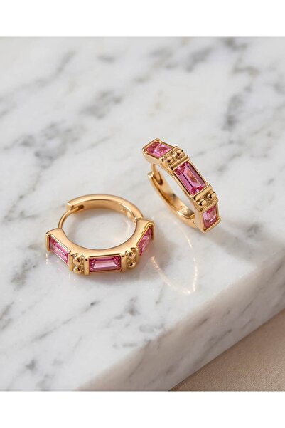 Portakal Esintisi Arcelia Colorful Baguette Stone Geometric Hoop Steel Xuping...