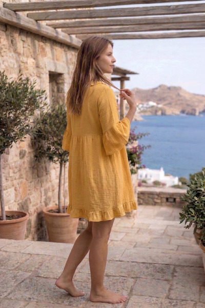 Bedinn Müslin Fırfırlı Elbise Elysia - %100 Pamuk Salaş Boho Stil