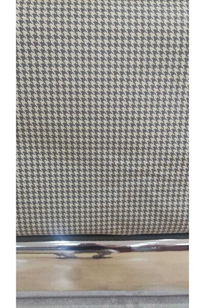 Kumaşcın Kumaşçın Duck Keten Kumaş Gri Beyaz Kazayağı Desenli 140 cm En Döşem...