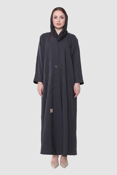 Stylish Fashion Stylish Fashion Wrap Abaya in Dark Grey