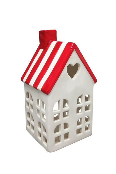MONDEX Felinar ceramic HYTTE în formă de casă 8.8x8.5x17.2 cm Alb 1 buc.