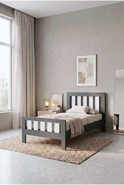 EGN WOODS Modern Antrasit MDF Karyola - Tek ve Çift Kişilik Yatak Ölçü Seçenekleri - Farklı Renk Alternatifleri