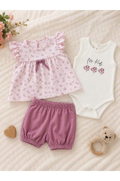 Superbaby Set din 3 piese cu body, bumbac, DECO