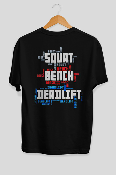 Ankhises Μπλουζάκι με στάμπα  "Squat Bench Deadlift 4 " σε μεγάλο μέγεθος, μα...