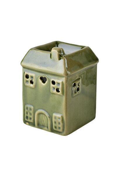 MONDEX Arzător de ulei ceramic în formă de casă 6.5x6.5x9.5 cm Verde 1 buc.