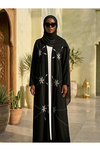 Generic Elegant Embroidered 2-Piece Abaya Set with Matching Veil