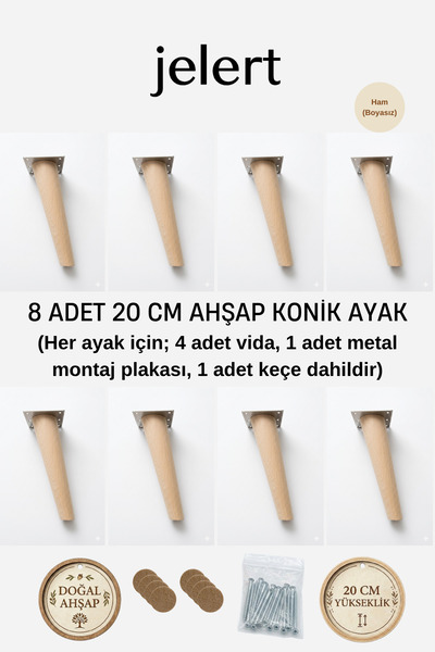 Jelert Konik Masif Gürgen Mobilya Ayağı 20 cm – Metal Montaj Aparatlı, Robot ...